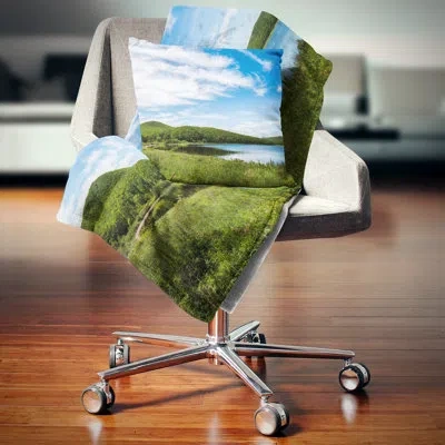 Design Art Scenic View Of Pacific Ocean Beach - Landscape Printed Pillow In Blue;black;brown;green;red;yellow