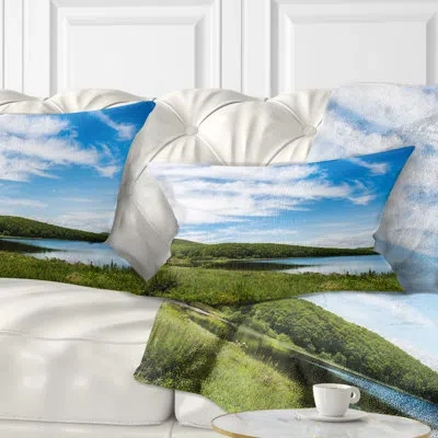 Design Art Scenic View Of Pacific Ocean Beach - Landscape Printed Throw Pillow