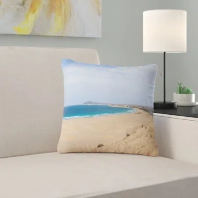 Design Art Sea And Clouds In Blue Sky - Sea & Shore Printed Pillow