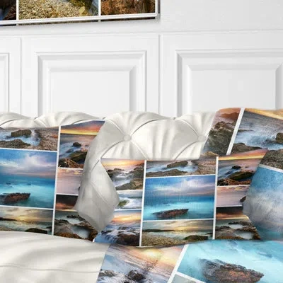 Design Art Sea And Shore Collage - Sea & Shore Printed Pillow