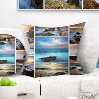 Design Art Sea And Shore Collage - Sea & Shore Printed Pillow