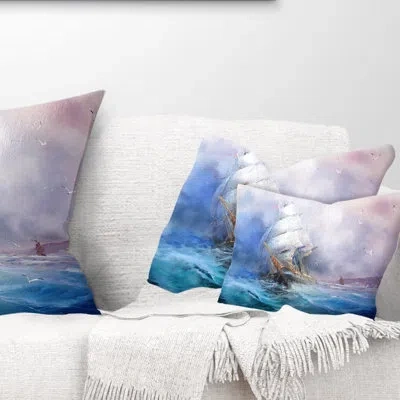 Design Art Sea Breeze - Sea & Shore Printed Throw Pillow