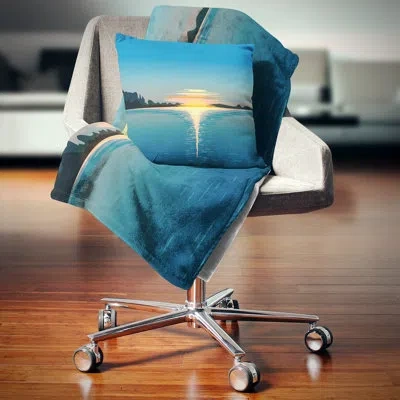 Design Art Sea Sinking Sun - Sea & Shore Printed Pillow