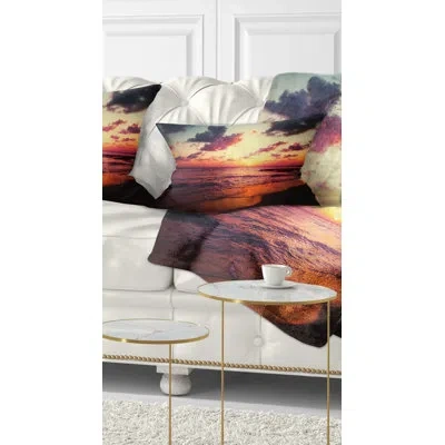 Design Art Sea Sunset Landscape View - Sea & Shore Printed Throw Pillow