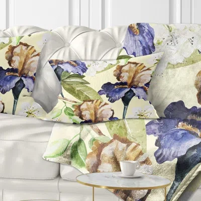 Design Art Seamless Flowers Vector Art - Floral Printed Throw Pillow