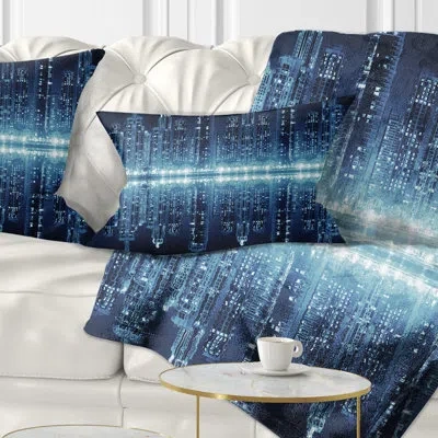 Design Art Seamless Modern City - Cityscape Printed Throw Pillow