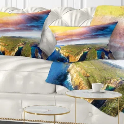 Design Art Seascape Aerial View Of Great Ocean Road Lumbar Pillow