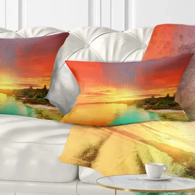 Design Art Seascape Beautiful Coastline In Philippines Lumbar Pillow