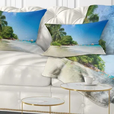 Design Art Seascape Beautiful Praslin Island Seychelles Lumbar Pillow