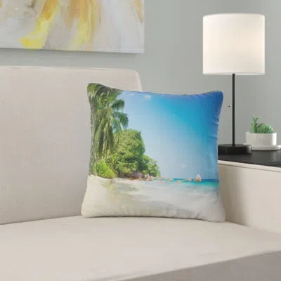 Design Art Seascape Beautiful Praslin Island Seychelles Pillow In Blue;black;brown;green;red;yellow