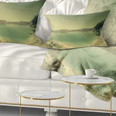 Design Art Seascape Blurred Sea With Mountain Views Lumbar Pillow