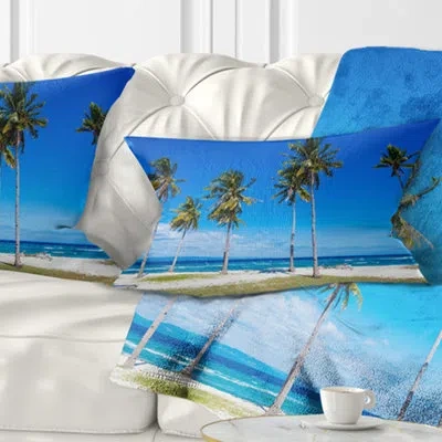 Design Art Seascape Bright And Clear Tropical Beach Lumbar Pillow