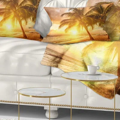 Design Art Seascape Bright Sunset At Barbados Island Lumbar Pillow