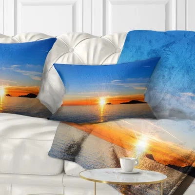 Design Art Seascape Bright Sunset In Gulf Of La Spezia Lumbar Pillow
