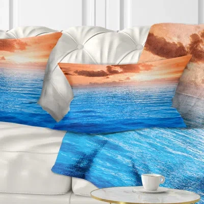 Design Art Seascape Brilliant Waters Under Sunset Lumbar Pillow