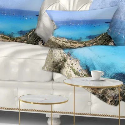 Design Art Seascape Cala Rossa Beach Sicily Italy Lumbar Pillow