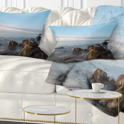 Design Art Seascape Cape Breton Beach Nova Scotia Canada Lumbar Pillow