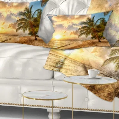 Design Art Seascape Gorgeous Beach Of Island Barbados Lumbar Pillow