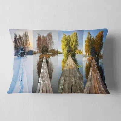 Design Art Seascape Houses On Small Island Panorama Lumbar Pillow