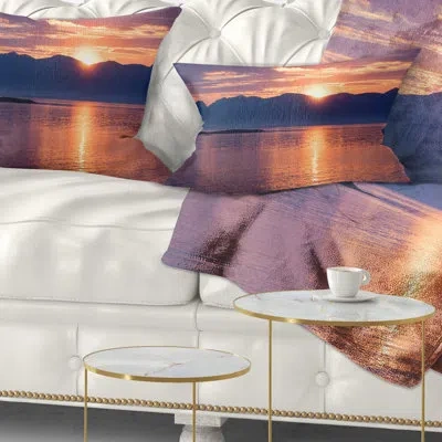 Design Art Seascape Norwegian Seashore At Sunset Lumbar Pillow