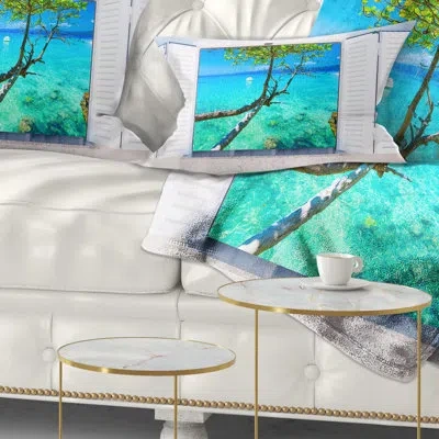 Design Art Seascape Open Window To Gorgeous Seashore Lumbar Pillow