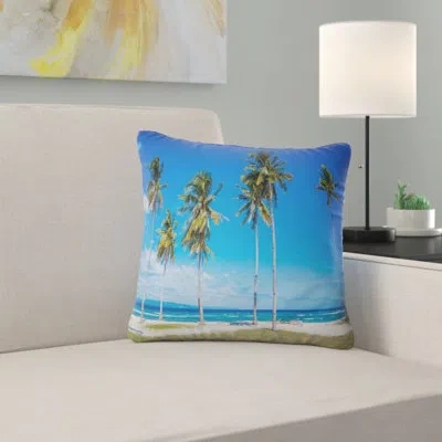 Design Art Seascape Palms On Philippines Tropical Beach Pillow In Blue;white
