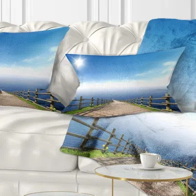 Design Art Seascape Photography Endless Pier Into Sea Lumbar Pillow