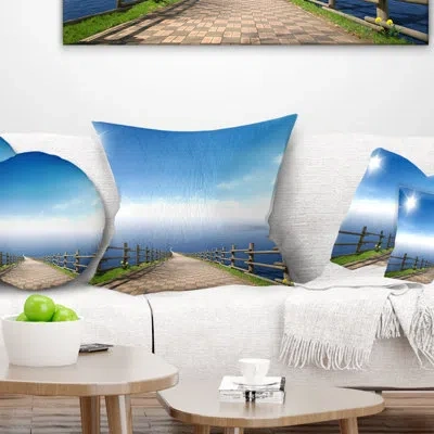 Design Art Seascape Photography Endless Pier Into Sea Throw Pillow
