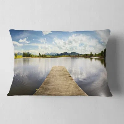 Design Art Seascape Pier Into Sea Bavaria Panorama Lumbar Pillow