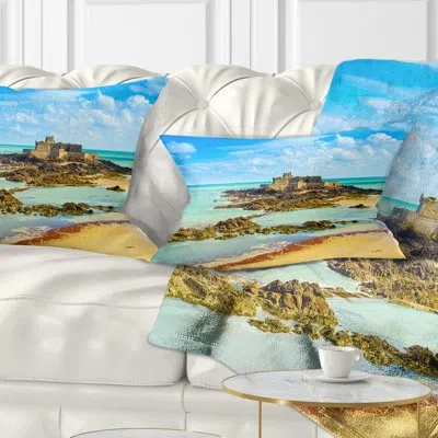 Design Art Seascape Saint Malo Fort National Beach Lumbar Pillow