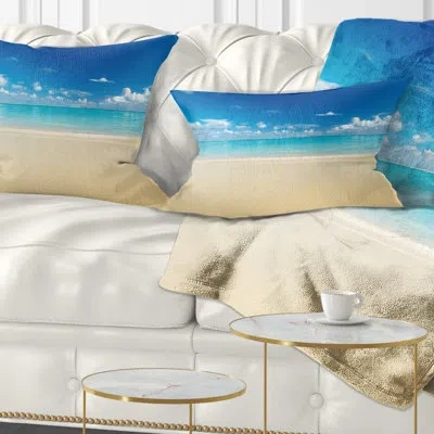 Design Art Seascape Sand Of Beach In Calm Caribbean Shore Lumbar Pillow