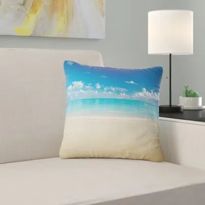 Design Art Seascape Sand Of Beach In Calm Caribbean Shore Pillow In Blue;white