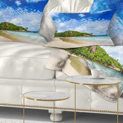 Design Art Seascape Seychelles Tranquil Tropical Beach Lumbar Pillow