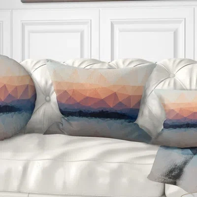 Design Art Seascape Sky Sea And Beach Abstract Vector View Pillow In Blue;black;brown;green;red;yellow