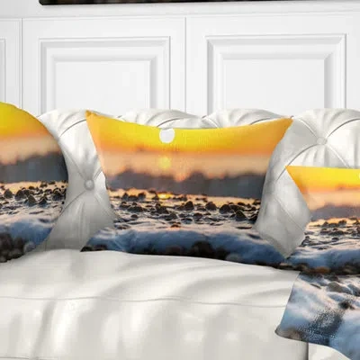 Design Art Seascape Sunrise Giving Color For Sea Waters Pillow In Blue;orange