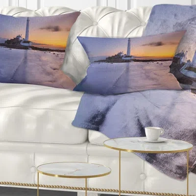 Design Art Seascape Sunrise Over St. Mary's Lighthouse Lumbar Pillow