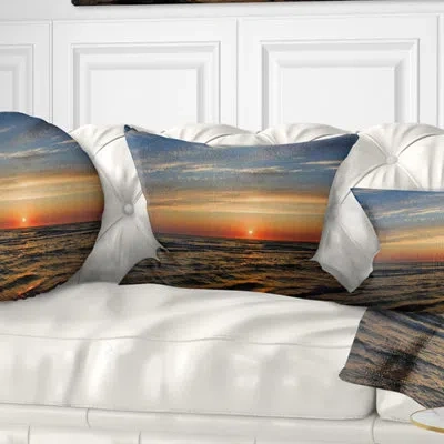 Design Art Seascape Sunset With Dark Ocean Waves Lumbar Pillow In Blue;orange