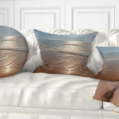 Design Art Seascape Tranquil Seashore With Crystal Waters Pillow In Blue;orange