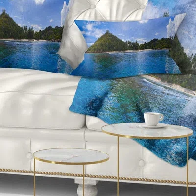 Design Art Seascape Tropical Island At Seychelles Panorama Lumbar Pillow
