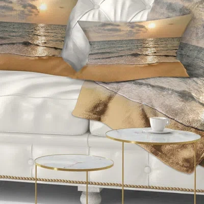 Design Art Seascape Tropical Sand Beach At Sunset Lumbar Pillow