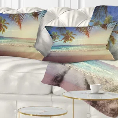 Design Art Seascape Typical Sunset On Seychelles Beach Lumbar Pillow