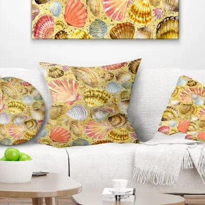 Design Art Seashell And Sea Sand - Sea & Shore Printed Pillow