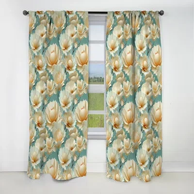 Design Art Seashell Harmony Tropical Pattern - Floral Curtain - Blackout Floral Curtain - 1 Panels In White