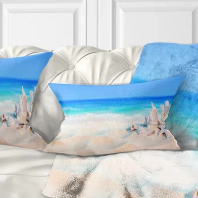 Design Art Seashells On Seashore - Beaches Printed Throw Pillow
