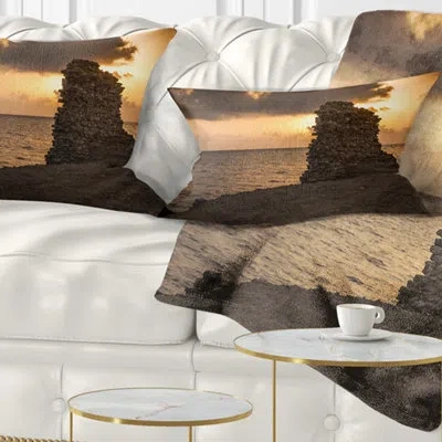 Design Art Seashore African Ruins At Sunset Seashore Lumbar Pillow