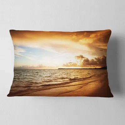 Design Art Seashore Amazing Sunrise At Atlantic Ocean Lumbar Pillow