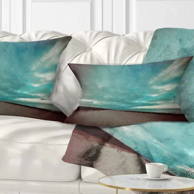 Design Art Seashore Baltic Beach In Fall With Clouds Lumbar Pillow