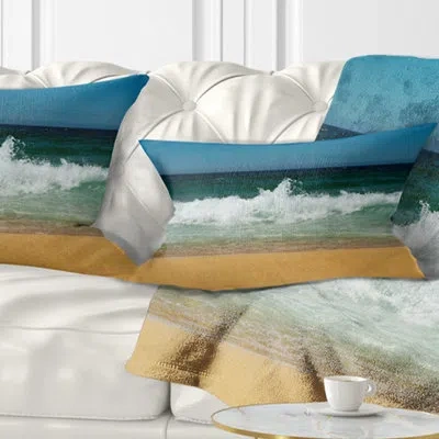 Design Art Seashore Beautiful Atlantic Beach Portugal Lumbar Pillow