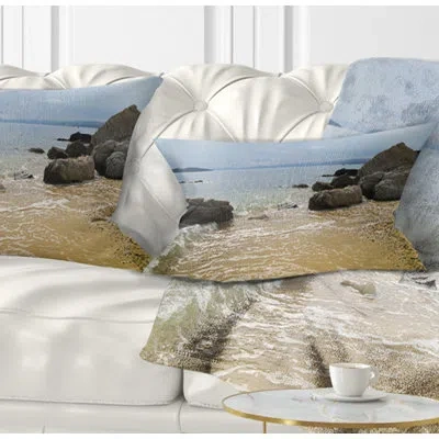 Design Art Seashore Beautiful Sea View Of Rocky Coast Lumbar Pillow
