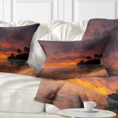 Design Art Seashore Beautiful Sunset At Tropical Beach Lumbar Pillow
